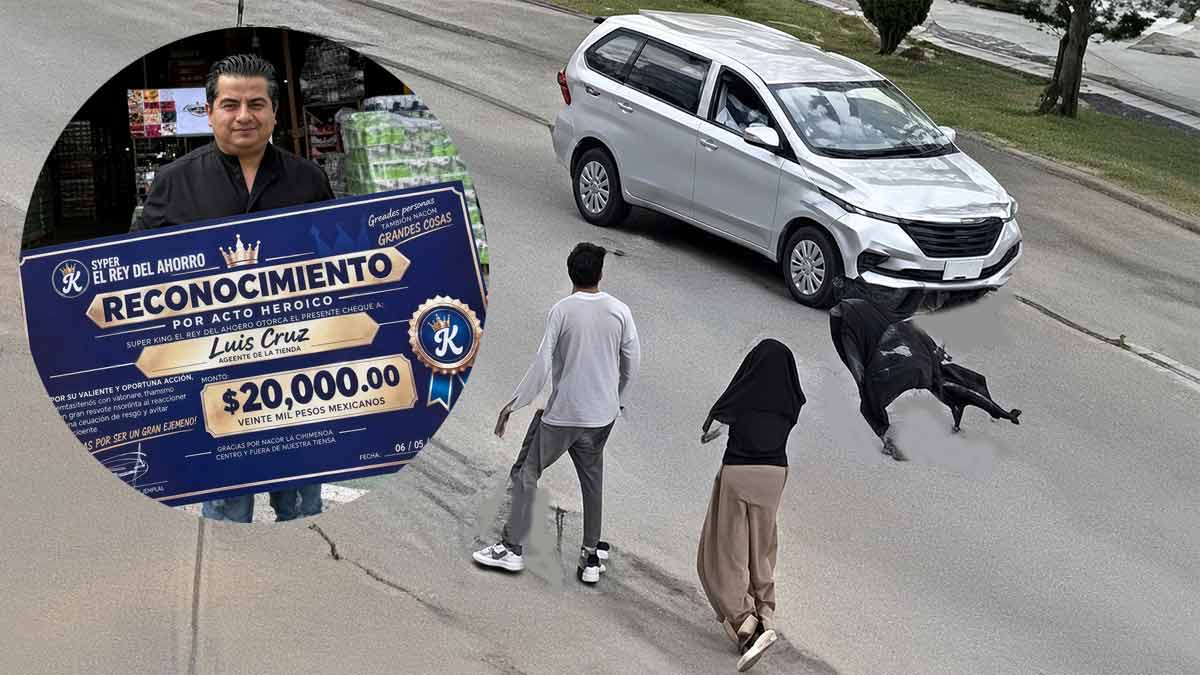 Premia empresa a trabajador en Puebla por salvar a una niña de ser atropellada