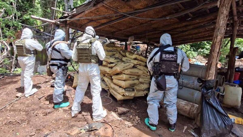 Aseguran más de 10 toneladas de químicos y destruyen laboratorios clandestinos en Michoacán y Guerrero