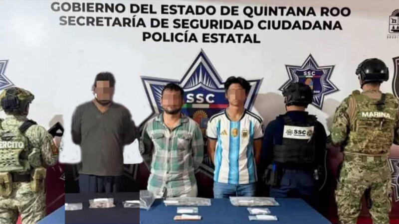 Detienen a tres presuntos narcomenudstas durante operativos en Cancún