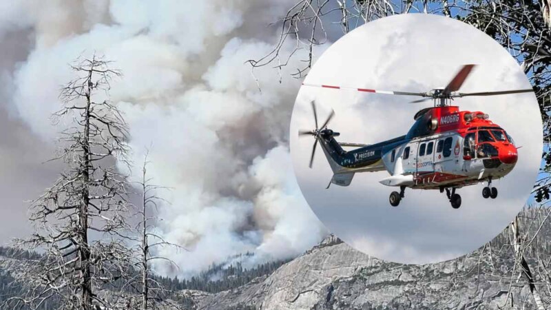 Desplome de helicóptero en parque Yosemite deja dos pilotos muertos