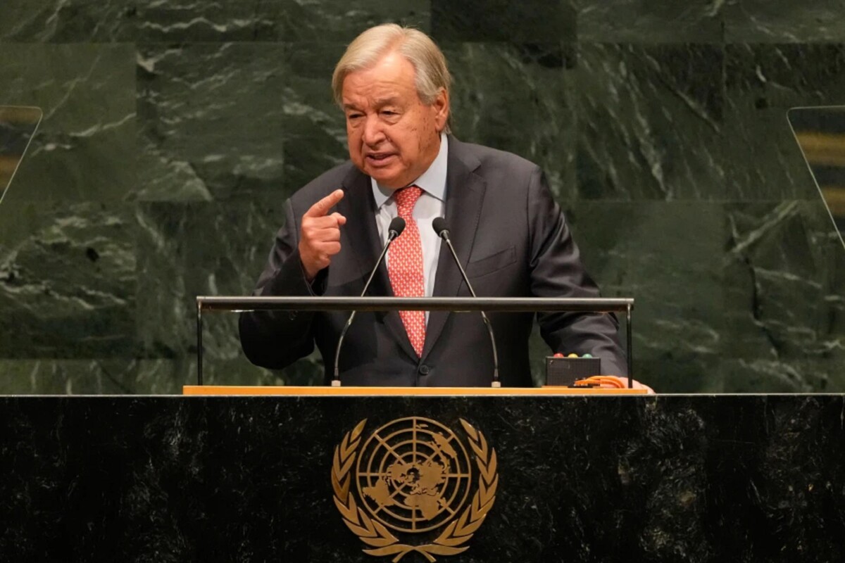El secretario general de las Naciones Unidas, Antonio Guterres, habla en la 81ra sesión de la Asamblea General, en la sede del organismo, el martes 22 de septiembre de 2026.