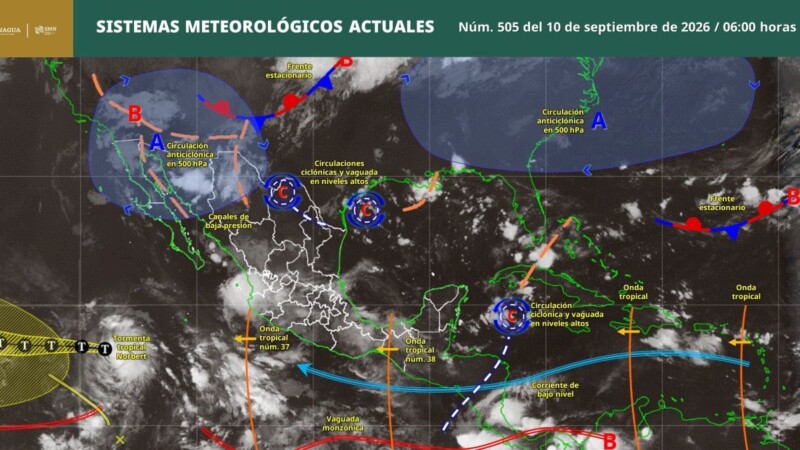 Pronóstico del clima en Quintana Roo para hoy jueves 10 de septiembre 2026.