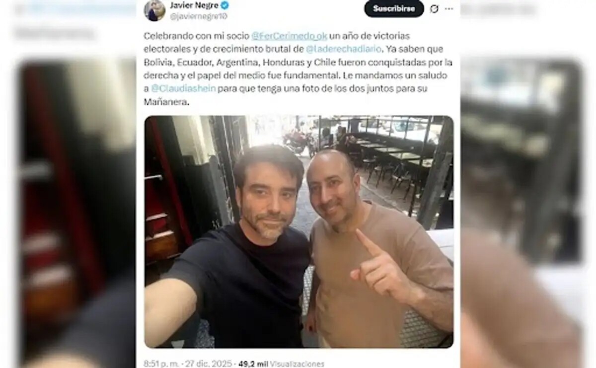 Fernando Cerimedo y Javier Negre cuando eran felices, enviando "saludos" a la Presidenta Claudia Sheinbaum. 