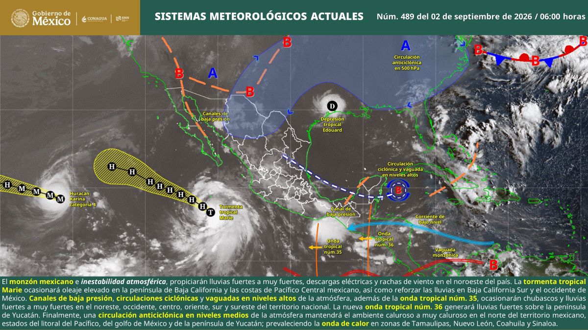Pronóstico del clima en Quintana Roo para hoy miércoles 2 de septiembre 2026