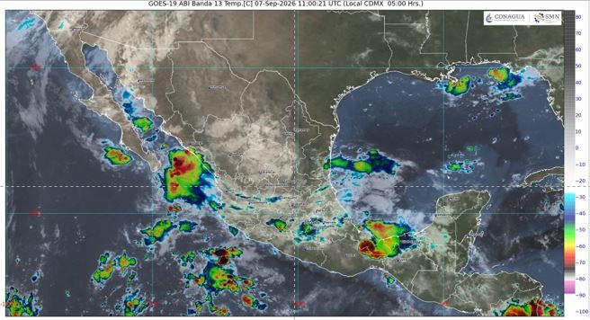 Por la mañana, cielo medio nublado y ambiente cálido. Posibilidad de lluvias aisladas y chubascos matutinos. Durante la tarde, ambiente caluroso; cielo nublado con lluvias puntuales fuertes en Yucatán (centro y norte) y Quintana Roo (norte).