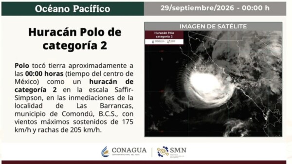 Huracán ‘Polo’ entra a Baja California Sur a medianoche