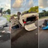 Playa del Carmen: Dos vehículos vuelcan tras choque en la carretera federal 307, cerca del Grand Palladium