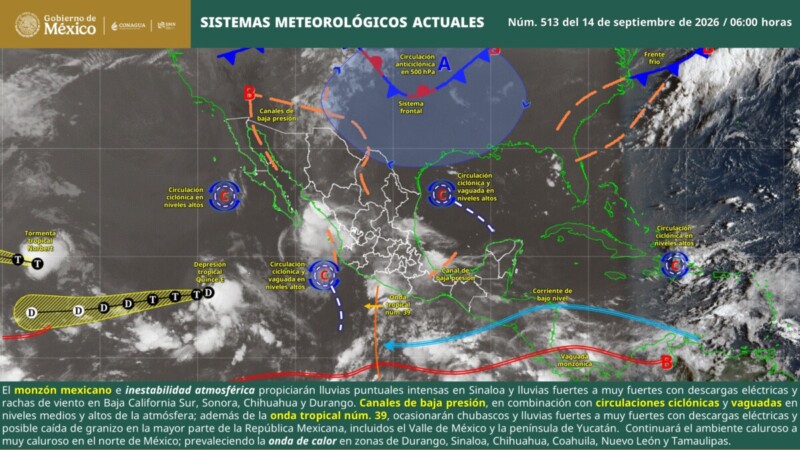 Pronóstico del clima en Quintana Roo para hoy lunes 14 de septiembre 2026