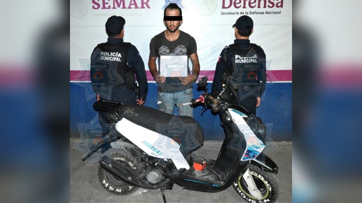Aprehende a sujeto con motocicleta reportada como robada en Cancún