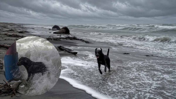 Perrito callejero sobrevive al paso del huracán Polo en playas de Michoacán