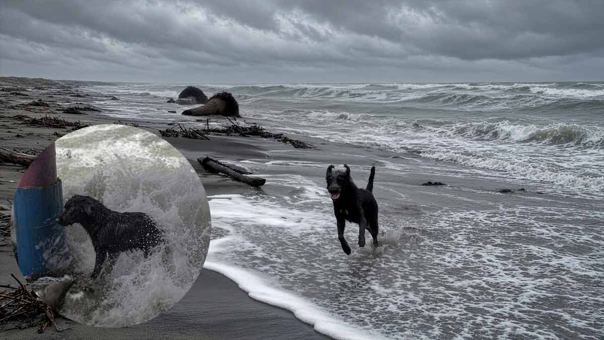 Perrito callejero sobrevive al paso del huracán Polo en playas de Michoacán