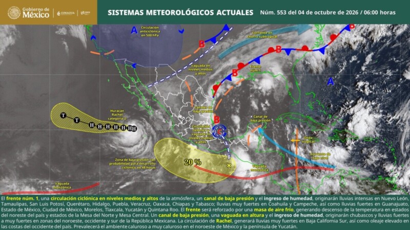 Pronóstico del clima en Quintana Roo para hoy domingo 4 de octubre 2026