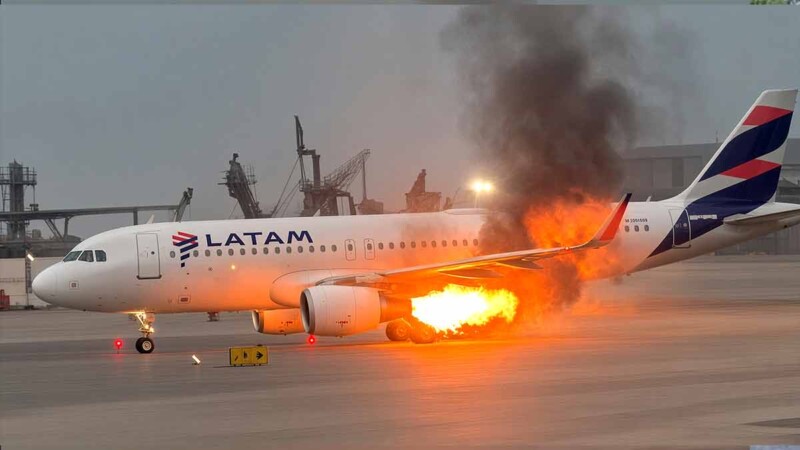 Se incendia motor de avión de LATAM mientras despegaba en Perú