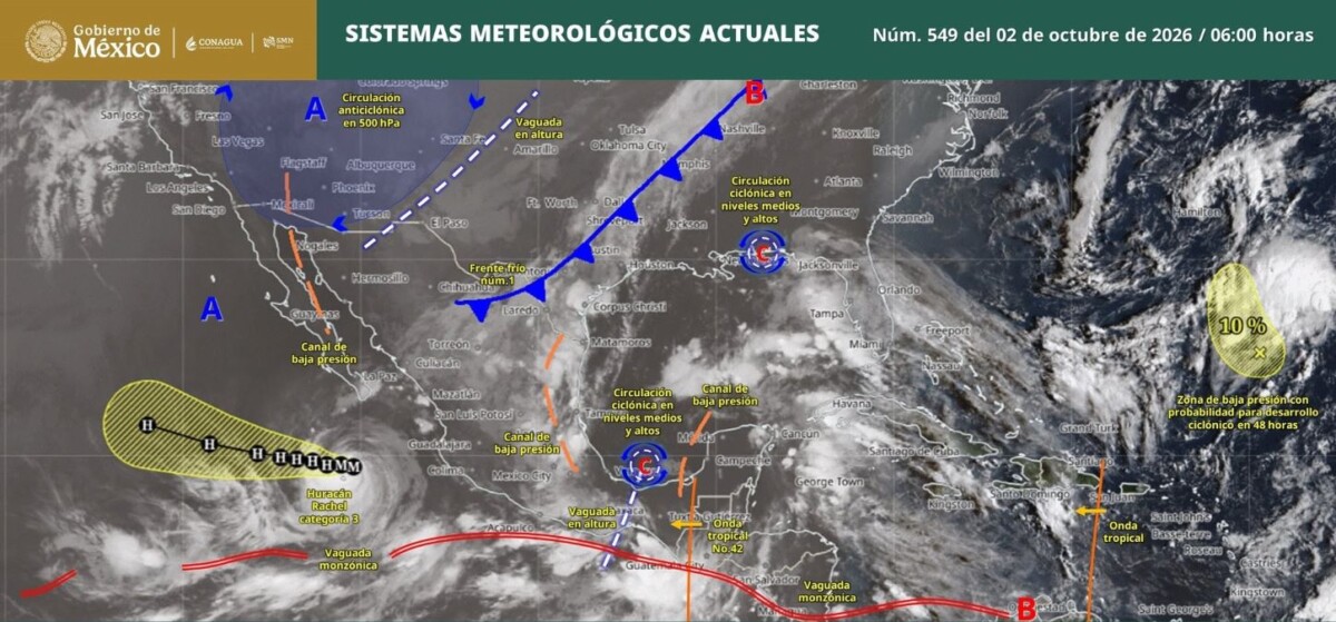 Pronóstico del clima en Quintana Roo para hoy viernes 2 de octubre 2026.