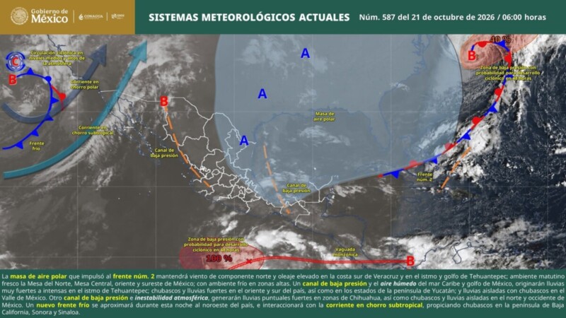 Pronóstico del clima en Quintana Roo para hoy miércoles 21 de octubre 2026