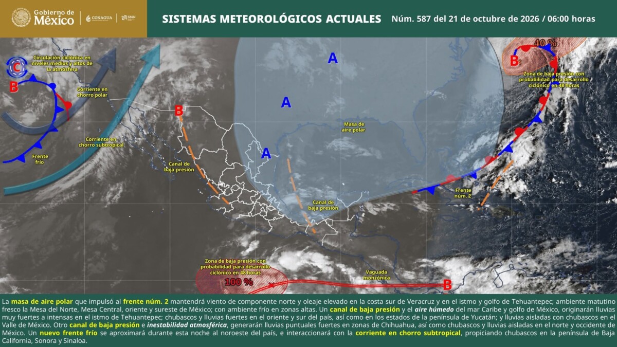 Pronóstico del clima en Quintana Roo para hoy miércoles 21 de octubre 2026