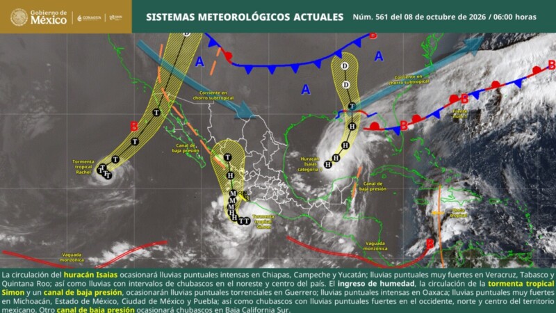 Pronóstico del clima en Quintana Roo para hoy jueves 8 de octubre 2026