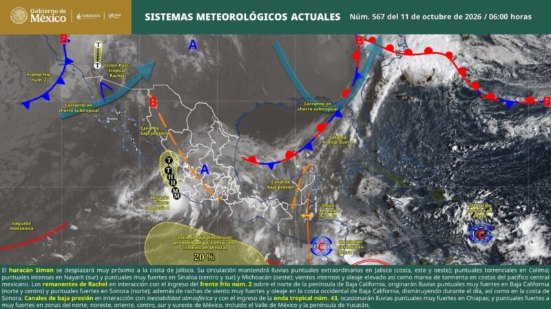 Pronóstico del clima en Quintana Roo para hoy domingo 11 de octubre 2026