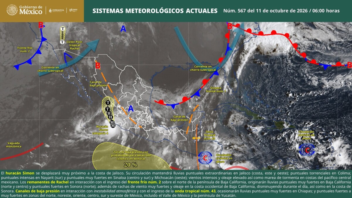 Pronóstico del clima en Quintana Roo para hoy domingo 11 de octubre 2026