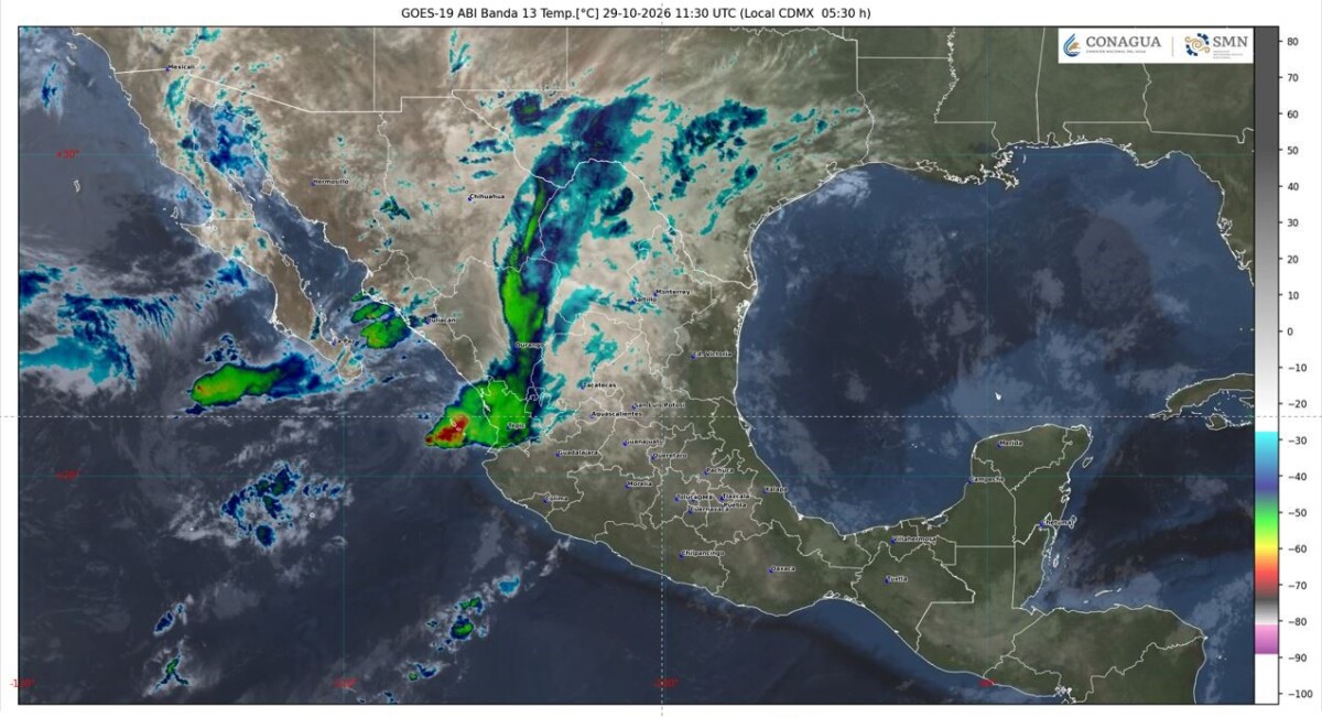 En el transcurso del día, cielo medio nublado a nublado; por la mañana, ambiente templado. Durante la tarde, ambiente cálido, con intervalos de chubascos en Campeche, Yucatán y Quintana Roo.