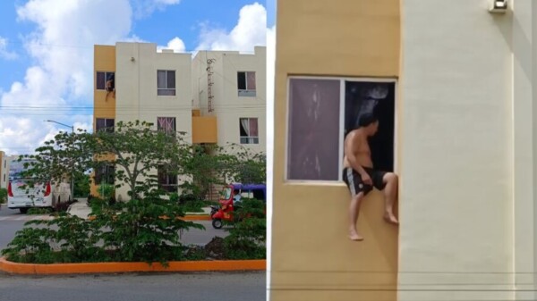 Intenta escapar por la ventana y cae de tercer piso