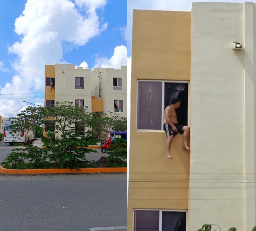 Intenta escapar por la ventana y cae de tercer piso