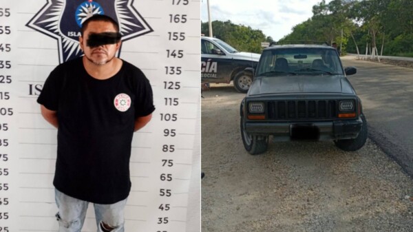 Detienen a conductor tras detectar vehículo con reporte de robo en Isla Mujeres.