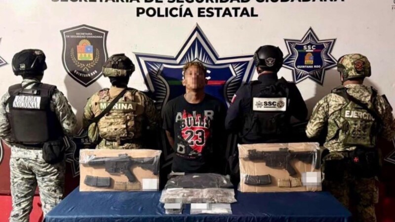 Captura  en Cancún a Carlos Augusto “N”, alias “Cuxo” o “Charly”; le aseguran armas y presuntas drogas