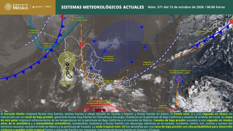 Pronóstico del clima en Quintana Roo para hoy martes 13 de octubre 2026