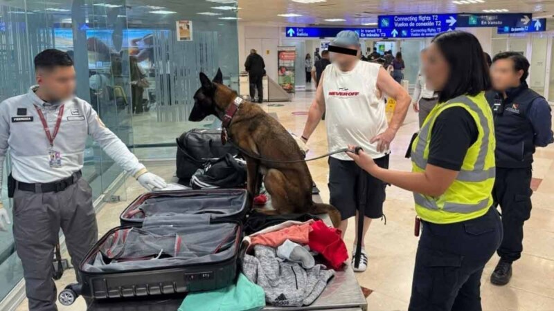 Detienen a pasajero en Aeropuerto de Cancún con casi 10 kilos de cocaína en una maleta