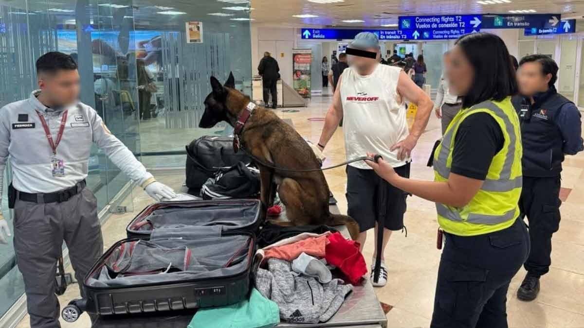 Detienen a pasajero en Aeropuerto de Cancún con casi 10 kilos de cocaína en una maleta